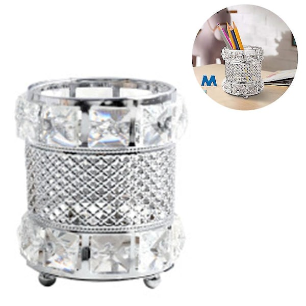 Krystall Kosmetikk Display Organizer, Sminkepenselholder Og Smykker Silver