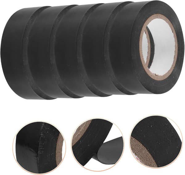 5 stk. sort isoleringstape hver til ledningsisolering multifunktionel elektrikertape
