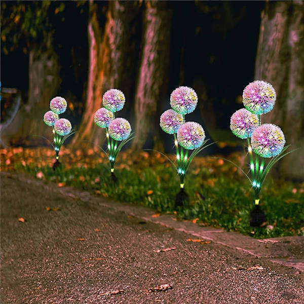 2 st Solcellsdrivna Maskrosblomsterlampor Utomhus Trädgård Rgb Dekoration