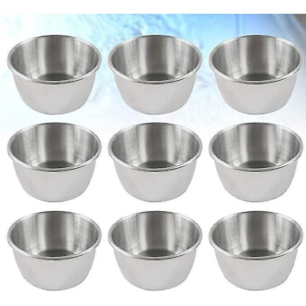 9pcs Stainless Steel Condiment Sauce Cups Round Dishes