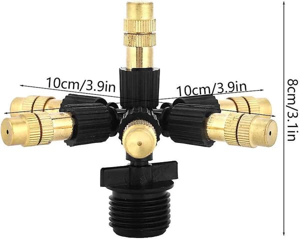 2-pack Brass Misting Nozzle Set, G1/2in 7 Sprayers Lågtrycksförstoftning för Patio Gräsmatta, Landskapsarkitektur