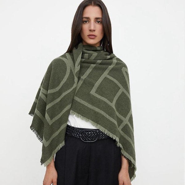 Varmt tørklæde til kvinder Geometrisk Firkantet Tykke Stort Poncho Cape  Pashmina tæppe sjal B 150*135cm 3bf1 | B | 150*135cm | Fyndiq