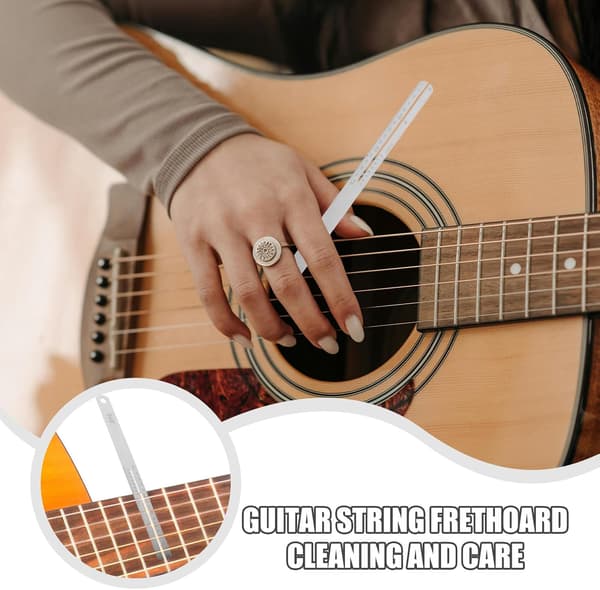 1 par gribebrætbeskyttere i rustfrit stål med skala til guitar og bas