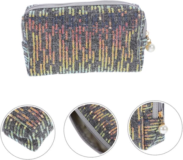 Makeup Tasker Pailletbroderi Æstetisk Rejsetaske til Kvinder Bærbar Toilettaske