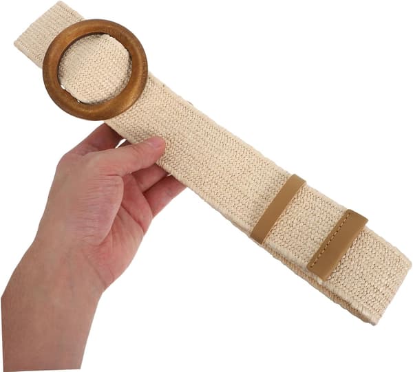 Flickors flätade bälte vävt elastiskt midjeband för vår- och sommaroutfits med träspänne