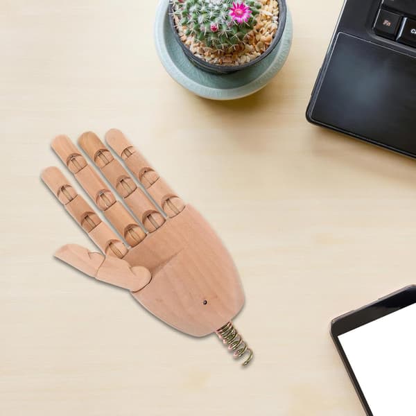 Trähandfigur för teckning, poserbar handmodell, DIY tom dockskapelse, ledad finger