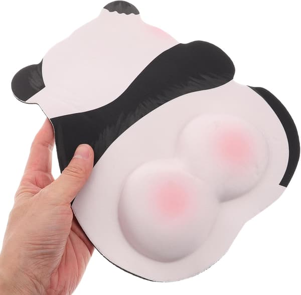 Søt rosa panda musematte med håndleddsstøtte, ergonomisk melkesilkestoff, lett design