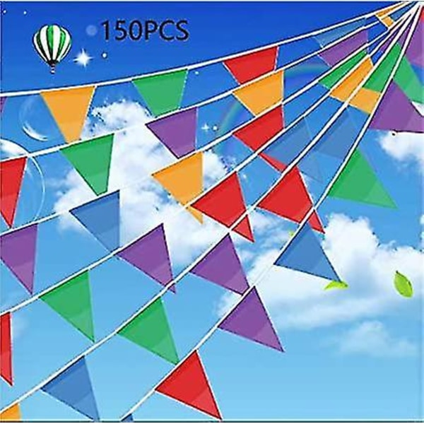100m Nylon-lippuviirit 150 kolmion muotoisella lipulla, juhliin ja kotiin