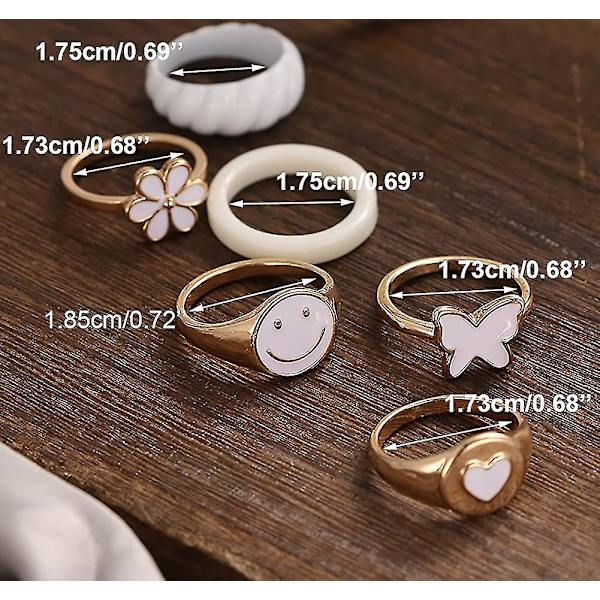 Guldringe Sæt Trendy Ringe Sæt Æstetisk Knuckle Stacking Ringe Til Kvinder Pige