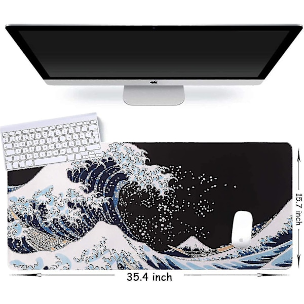 Udvidet Gaming Mousepad - Computer Tastatur Og Mousepad Med Skridsikker Og Vandafvisende Gummibase, 35,1 X 15,75 Tommer 3 Mm Tyk