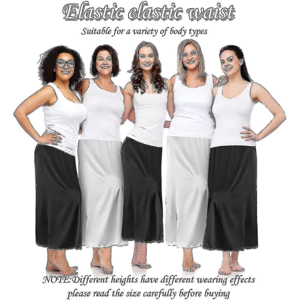 2 stk Halv Slip Blonder Lang Underkjole Kvinners Satin Halv Slip Halve Slippers Under Kjoler Slip