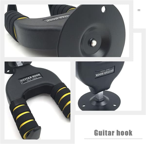 Gitarrhängare Väggfäste Automatisk Hållare Metall och Plast med Svamp Skyddar Gitarr