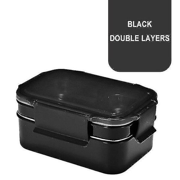 Lunchbox i rostfritt stål 304 för barn, två lager Bento svart