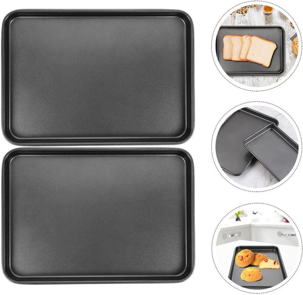 2 stk. non-stick bagepladesæt i kulstofstål, rektangulær, genanvendelig til småkager