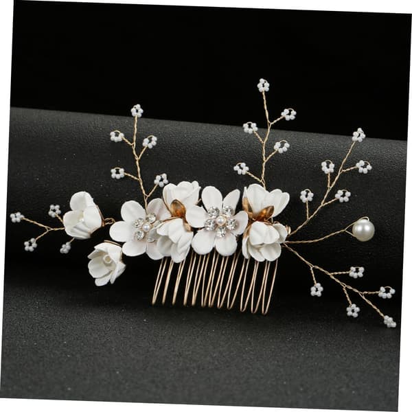 2 stk. blomster-rhinstenshårkamme til brude elegante bryllupstilbehør
