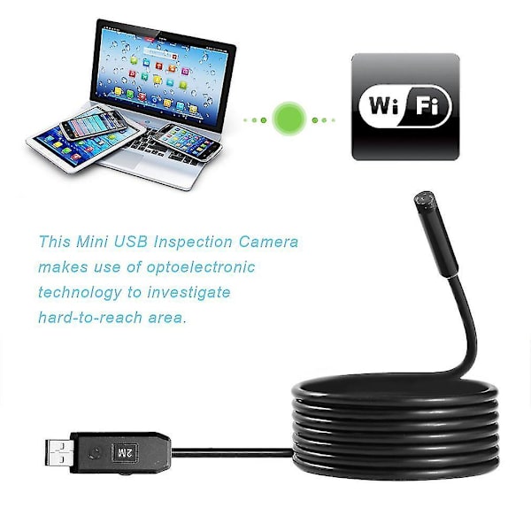 2m 6 LED USB vedenkestävä endoskooppi 7mm videokamera
