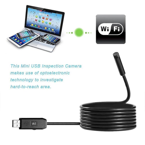 2m 6 LED USB Waterproof Endoscope 7mm Video Camera