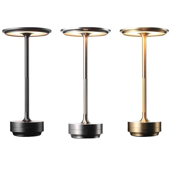 Uppladdningsbar bordslampa, dimbar, metall, vattentät, touch