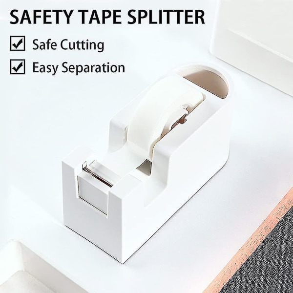 2-paks selvklebende tape-dispenser med oppbevaring, automatisk skjærehode, Scotch Tape-holder, sklisikker base Wit