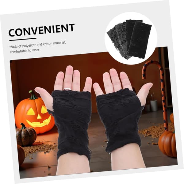 2 par Halloween revnede fingerløse handsker sorte punk goth armvarmere