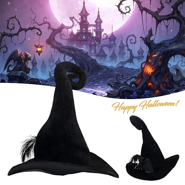 Halloween-häxhatt för kvinnor, stickad ull, modern häxhatt, vuxen, elak häxa, trollkarlhatt, cosplay
