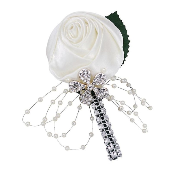 1 stk Bryllup Brud Brosche Kunstig Knopp Corsage Banket Tilbehør (hvid)