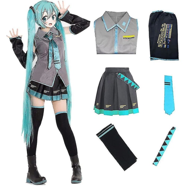 Hatsune Kostymset Kvinnor Fint Upp Kläder Rollspel Dräkt Maskerad Uniform 2XL