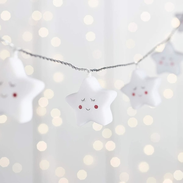 10 LED Stjerneformet Feelysslynger for Barnerom, Batteridrevet