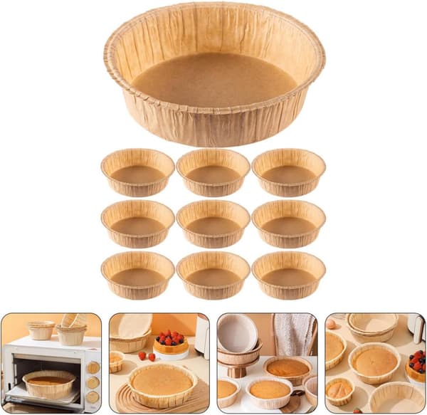 10 stk. kakeformer for baking av papirformer Engangs non-stick gyldne runde kakeformer Praktisk