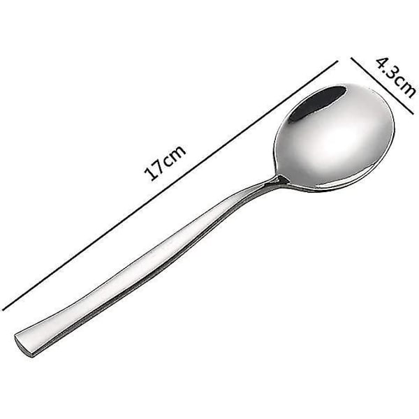 12 stk Rustfritt Stål Runde Skjeer Suppe Skjeer