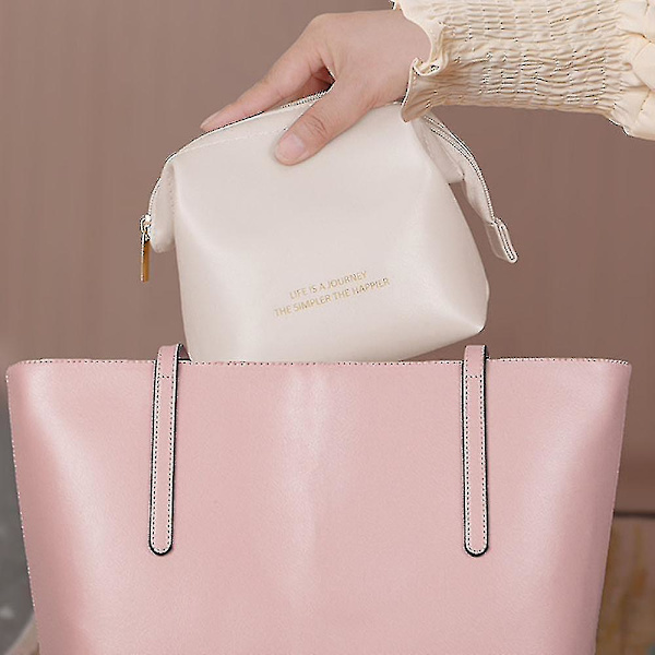 Matte Skalsformet Makeuptaske med Skjult Lomme i PU Materiale