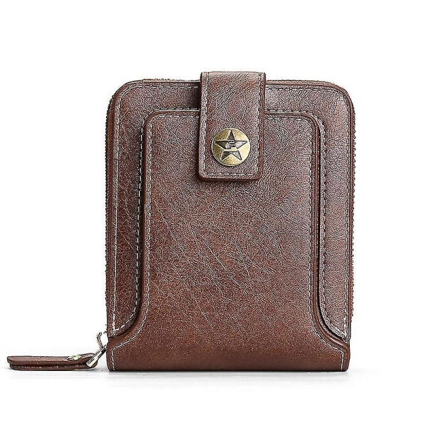 Kort mote lommebok for menn med flere kort, horisontal lommebok med glidelås, lommebok med glidelås for menn, kort bifold-lommebok for menn (1 stk, brun)