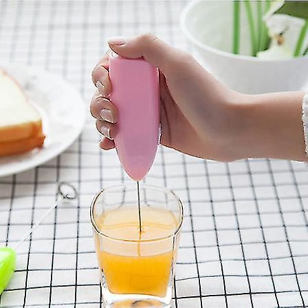 Stjernelys - Elektrisk Pisk, Mælkeblender, Kaffe, Skum, Mini Håndtag, Pisk, Praktiske Køkkenredskaber (2 Styk - Pink)