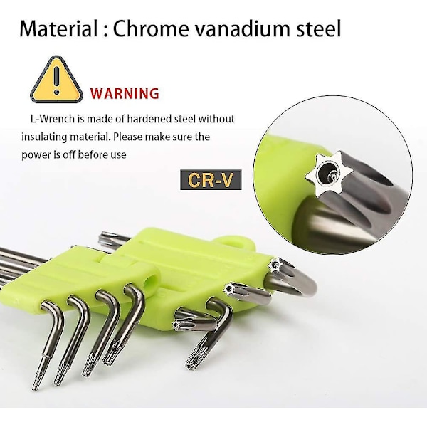 Offset Torx-nøkler, 8-delt Torx Allen-nøkkelsett, stjerneskrutrekker T5 T6 T7 T8 T9 T10 T15 T20