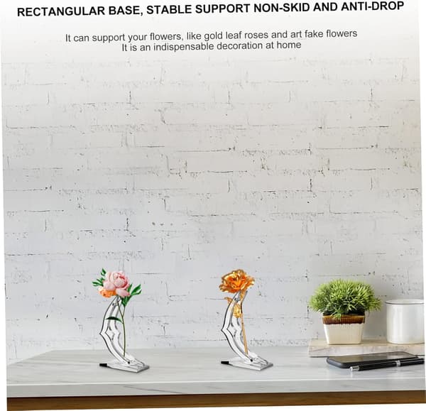 Akryl Rosestilkholder Måneformet Rektangulær Base Fremragende Dekoration