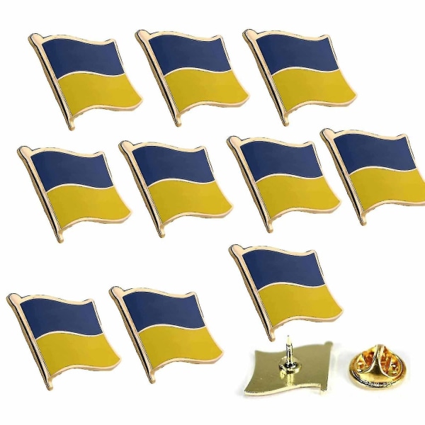 Ukraina flaggnål för jackor Ryggsäck Hattar 10st