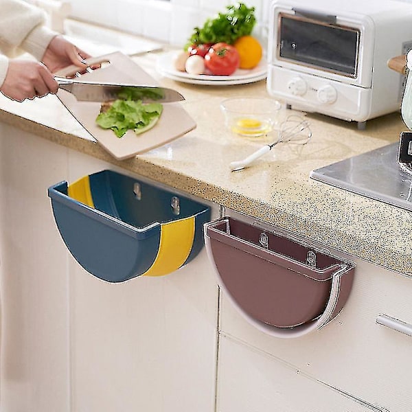 Kjøkken Husholdnings Søppelbøtte Hengende Folding Hengende Stue Bad Veggmontert Papirkurv (1 Stykke Beige)
