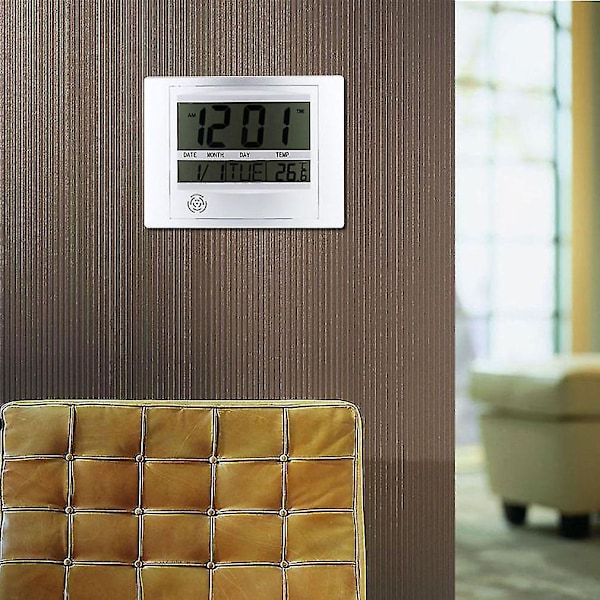 Ts-h129y Digital LCD Väggklocka med Temperatur för Hemmet och Kontoret