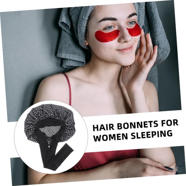 Svart paljett stretchig sömnturbanmössa med brett bandbrätte elastisk hårbonnet