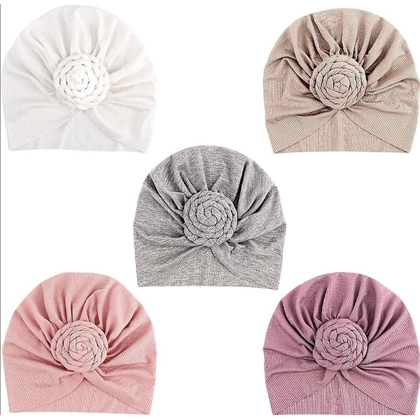 5-osainen vauvan turbanipäällinen turbanin solmu vauvan vauvan pipo vauvan tytön pehmeä söpö taaperon pipo