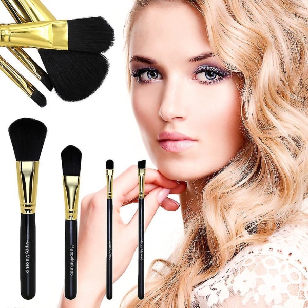 Happy-makeup 4stk Women Wooden Handle Foundation Brushes