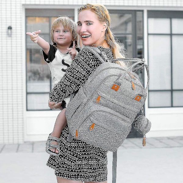 Babyblöjväskor Multifunktionell Vattentät Reseväska för Blöjor Light Gray