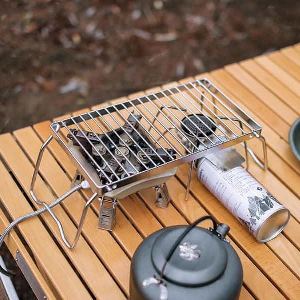 Camping Grillstativ Justerbar Højde Rustfrit Stål Sammenklappeligt