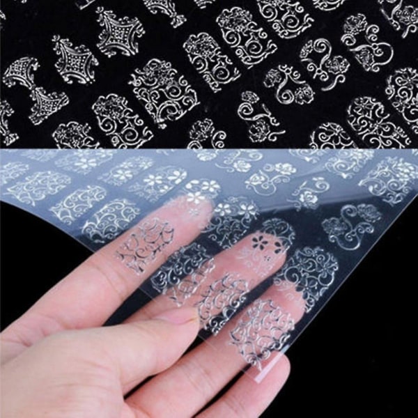 108 st 3D Silver Flower Nail Art Stickers Dekaler DIY Tool