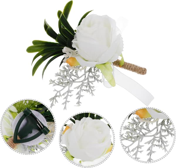 Simuleret Blomster Boutonniere til Bryllup Elegant Kunstig Nål