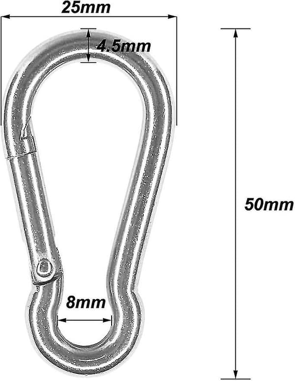 8 stk. Rustfrit Stål 1,8 tommer Pad Eye Plade U-kroge + 8 stk. Rustfrit Stål Snap Hook