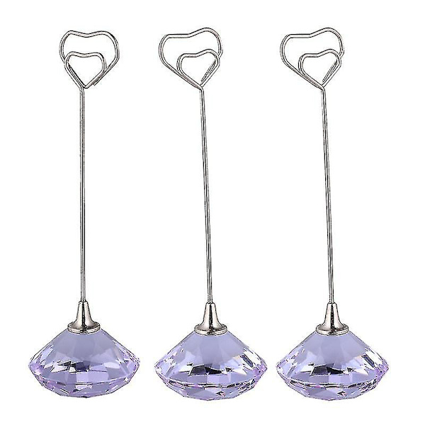 3 stk Hjerte Jern Tråd Notat Foto Memo Holder Krystall Diamant Base Plass Papir Holdere Klipp