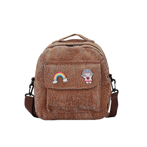 Kvinnors Corduroy Ryggsäck Väska Konvertibel Dammode Casual Dagryggsäck Resa Liten Skol Axelväskor Brown