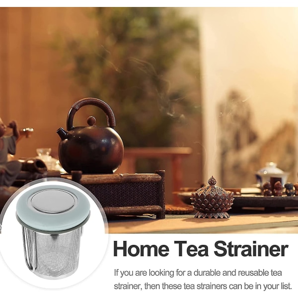Rustfrit Stål Te- og Kaffeinfuser med Fint Net, Løse Blade Tefiltre med Håndtag til Kande, Tekander, Kopper, Mugs, Himmelblå