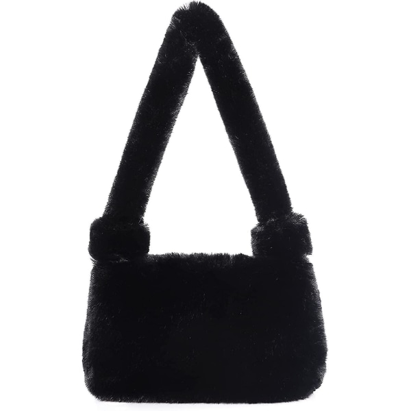 Fuzzy underarmsväska Fuskpälsaxelväska lurvig väska med topphandtag Fluffig handväska för kvinnor